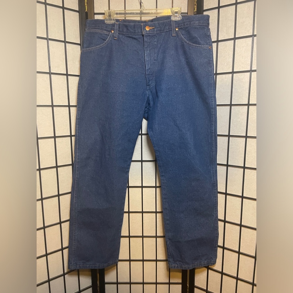 Vintage Wrangler Cowboy Cut Dark Wash Blue Jeans 38x30 Western Denim Country
